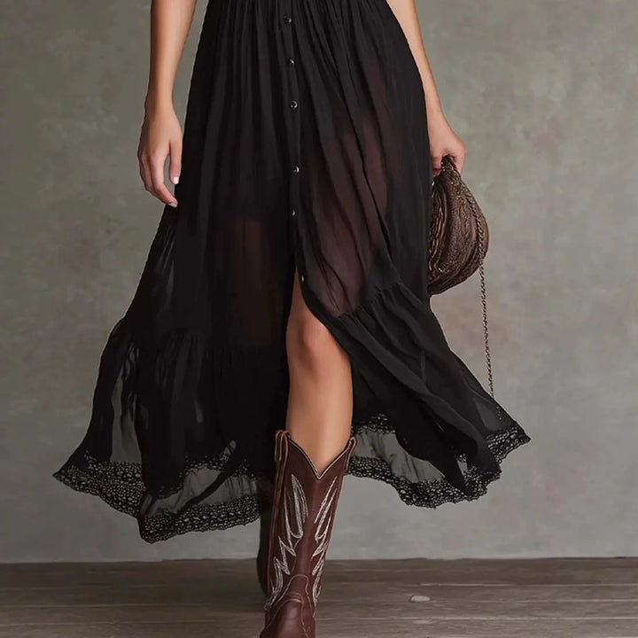 REBECCA | BUTTON-FRONT MAXI DRESS