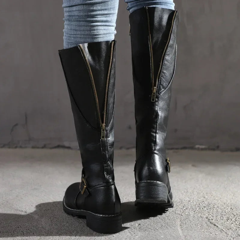 Lenora | Buckle Knee High Boots