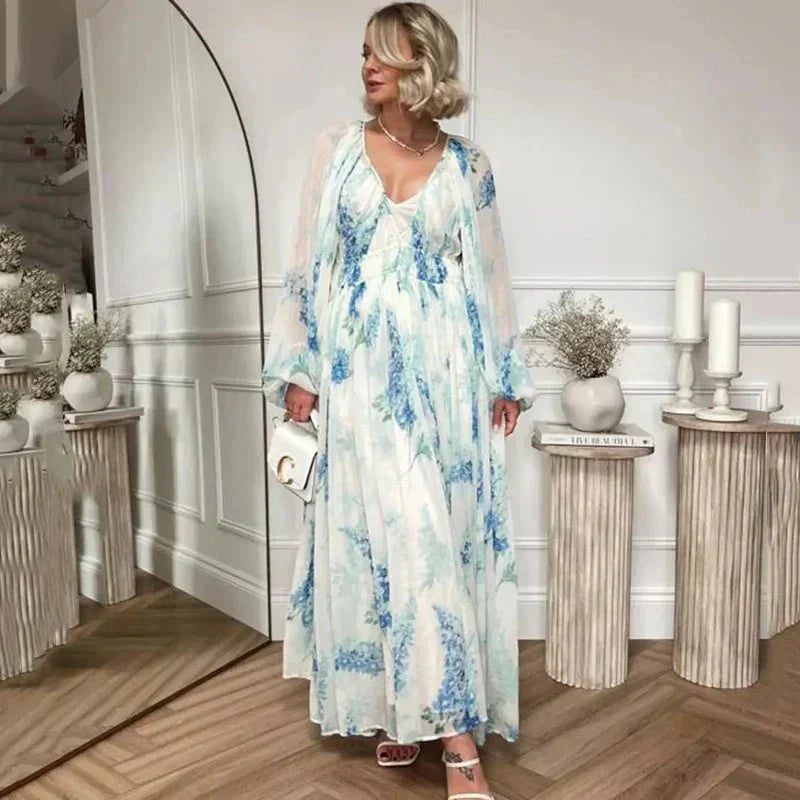Athena – Floral Drawstring Maxi Dress