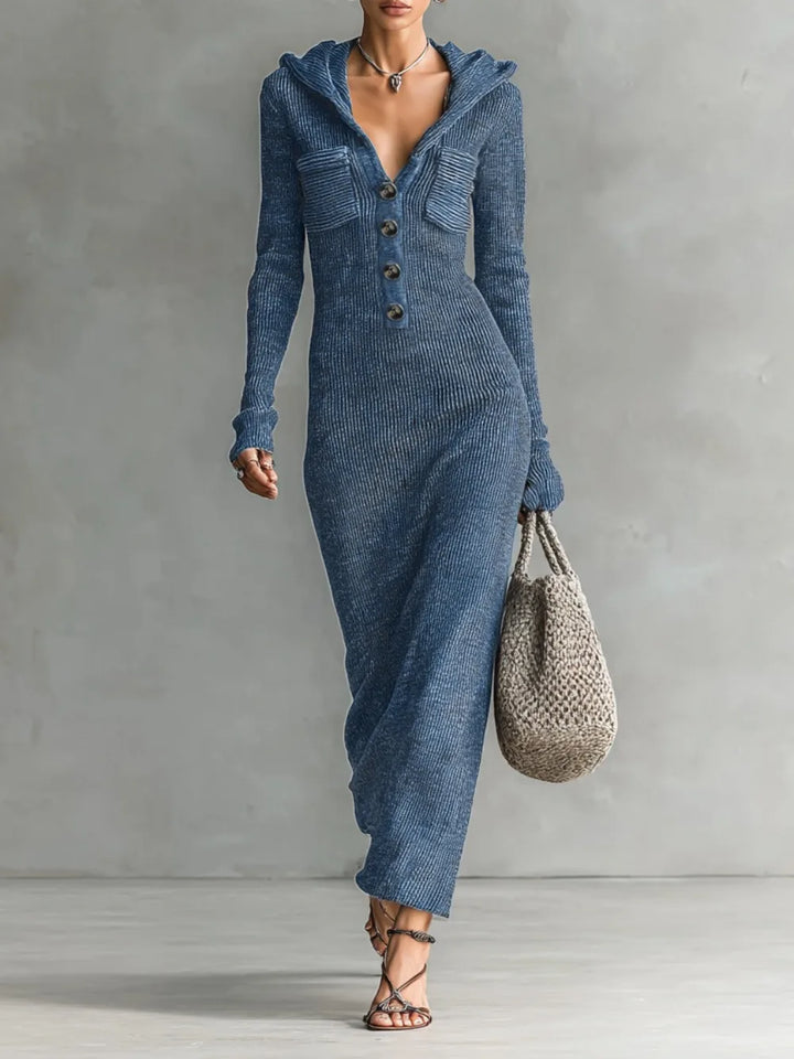 Letitia | Hooded Ribbed Knit Dress