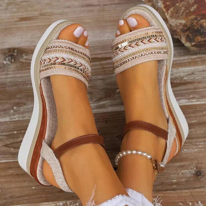 Mona – Boho Woven Ankle-Strap Sandals