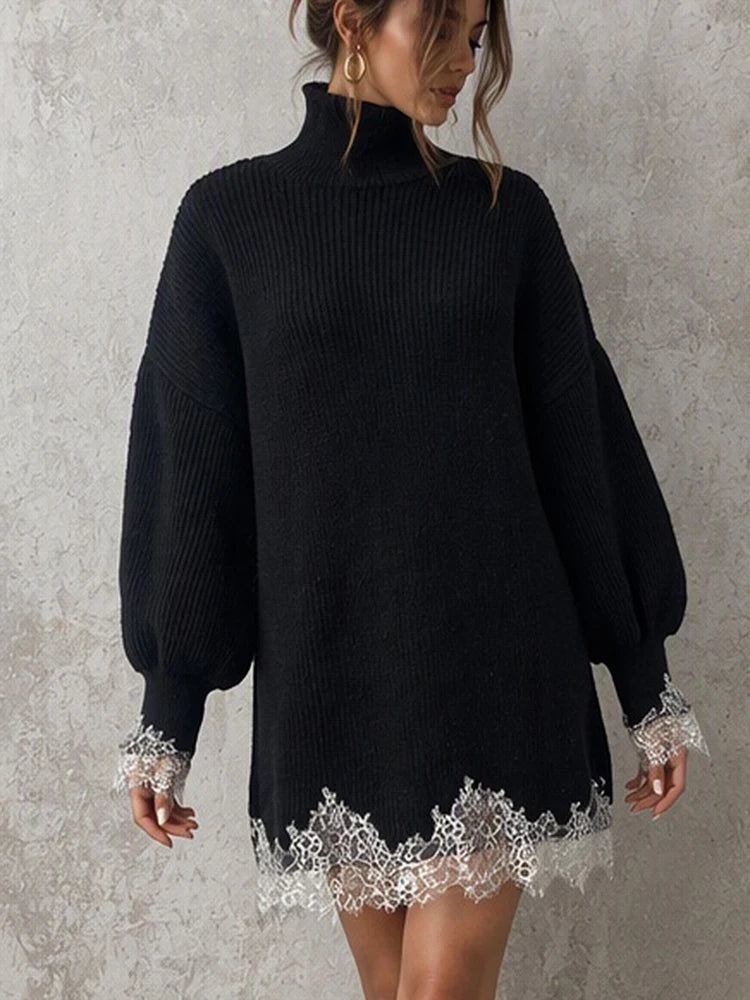 Lucille | Lace Hem Sweater Dress