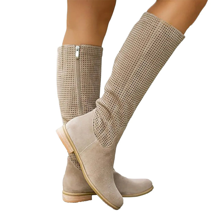 Alyssa | Perforated Knee High Boots