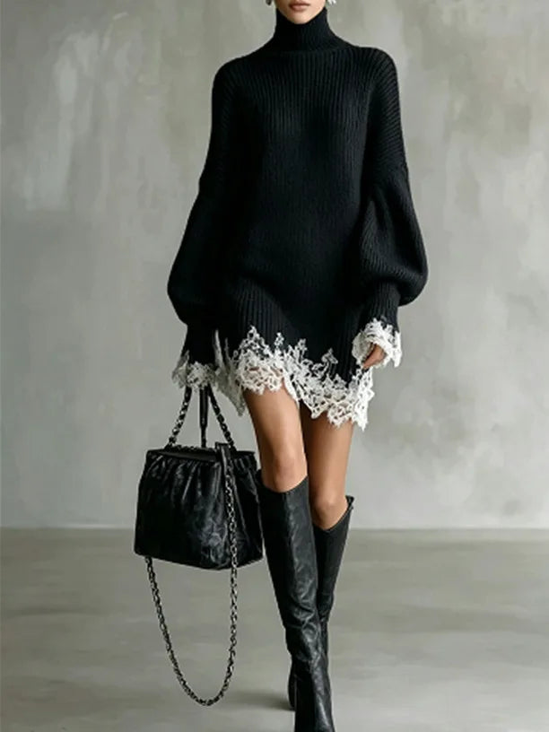 Constance | Lace Hem Sweater Dress