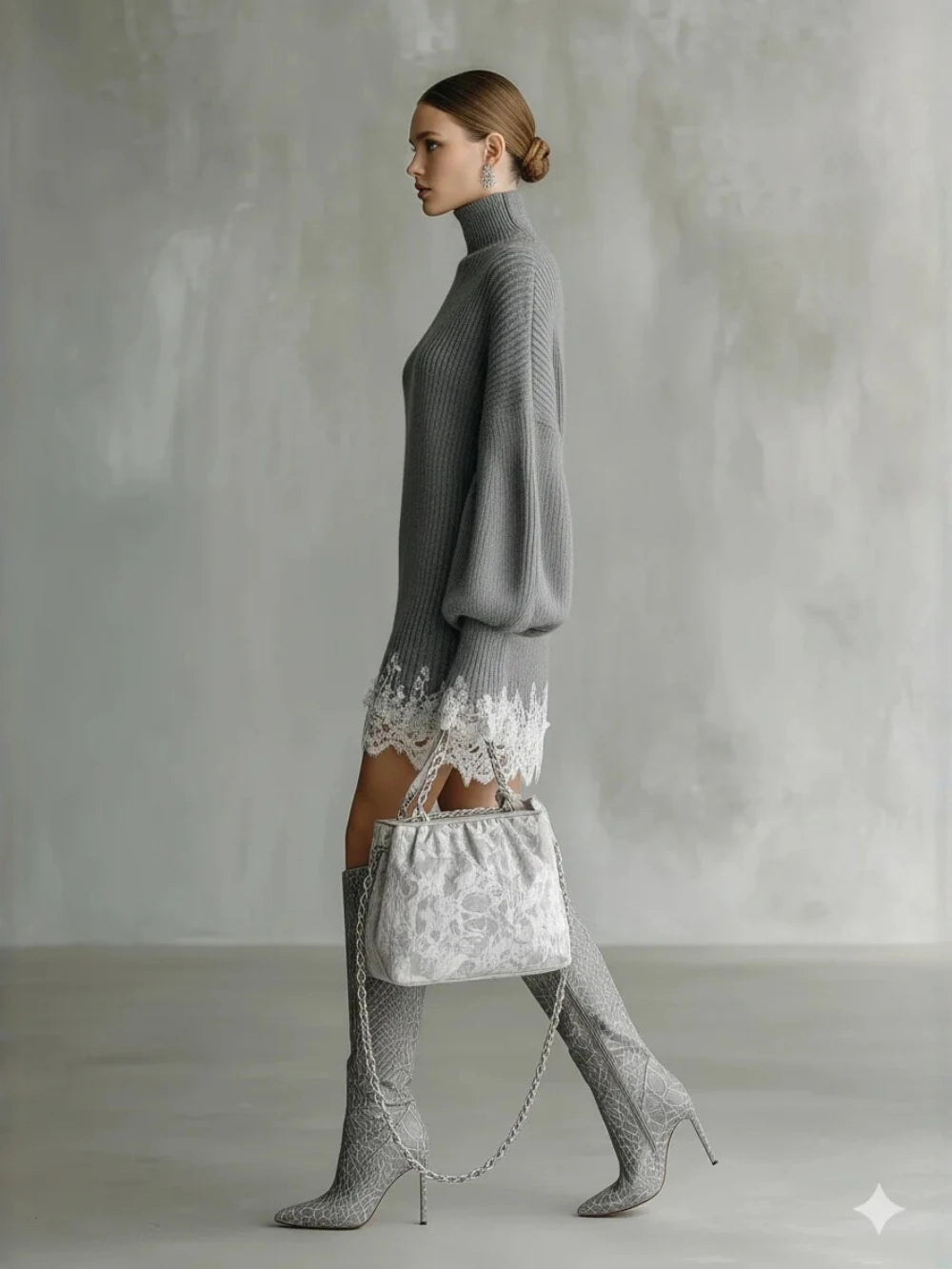 Deanna | Lace Hem Sweater Dress