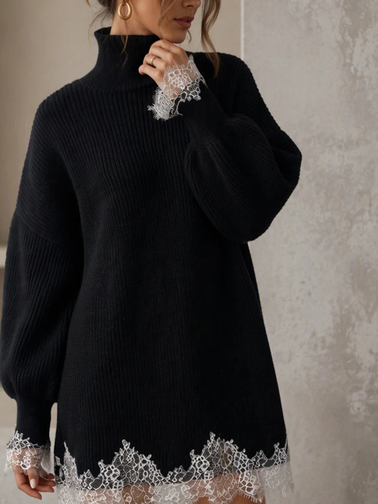 Lucille | Lace Hem Sweater Dress
