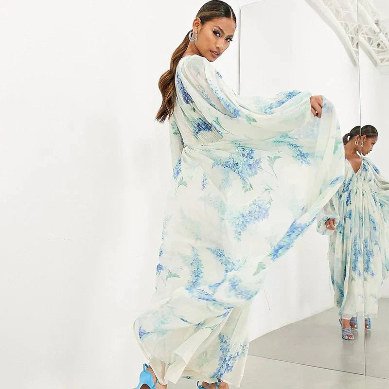 Athena – Floral Drawstring Maxi Dress
