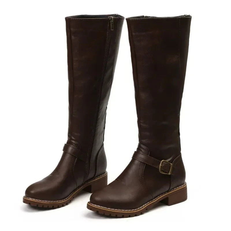 Lenora | Buckle Knee High Boots