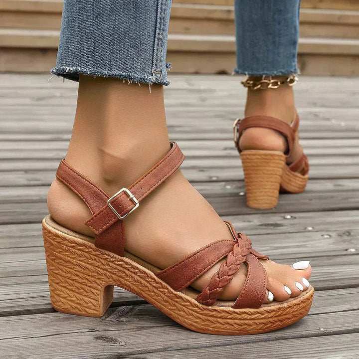 Nerina – Orthopedic Platform Sandals with Buckle Strap