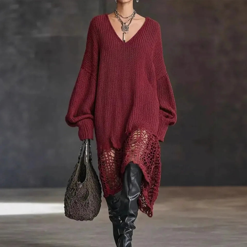 Eileen | Crochet Hem Knit Dress