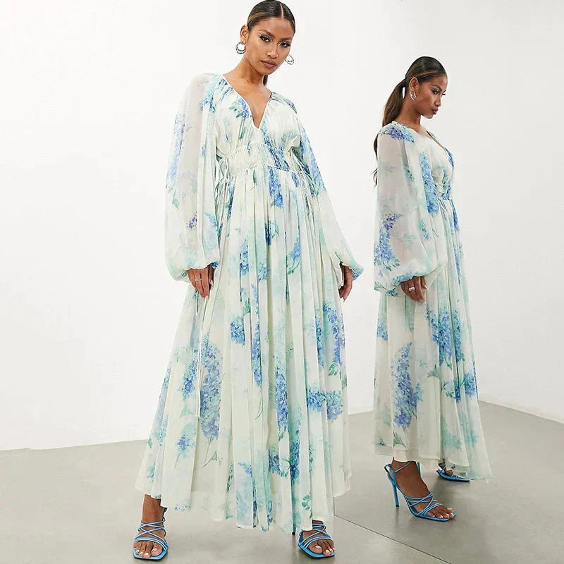 Athena – Floral Drawstring Maxi Dress