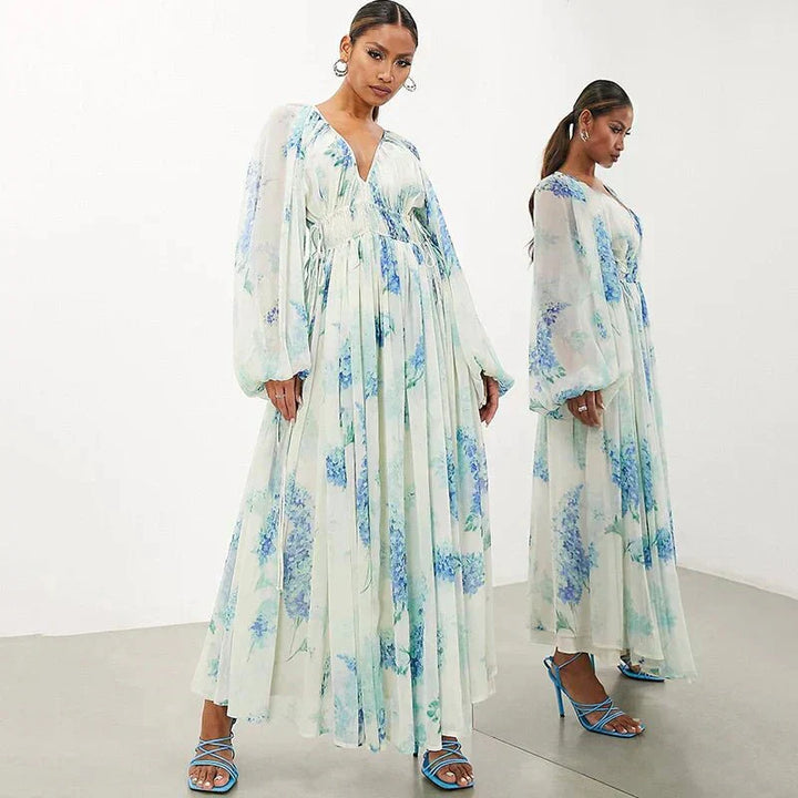 Athena – Floral Drawstring Maxi Dress