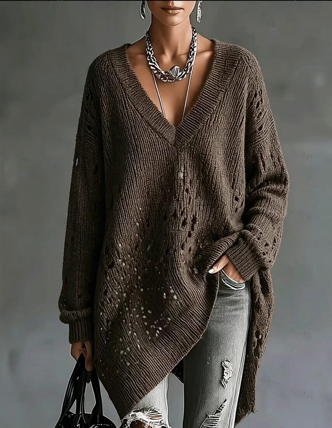 Enid | Open Knit Tunic Sweater