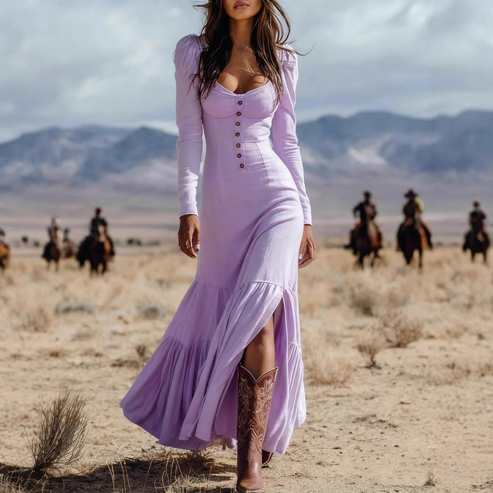 BRENDA | BUTTON MAXI DRESS