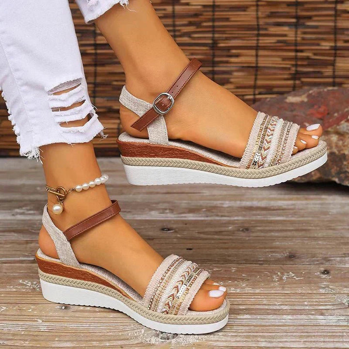 Mona – Boho Woven Ankle-Strap Sandals