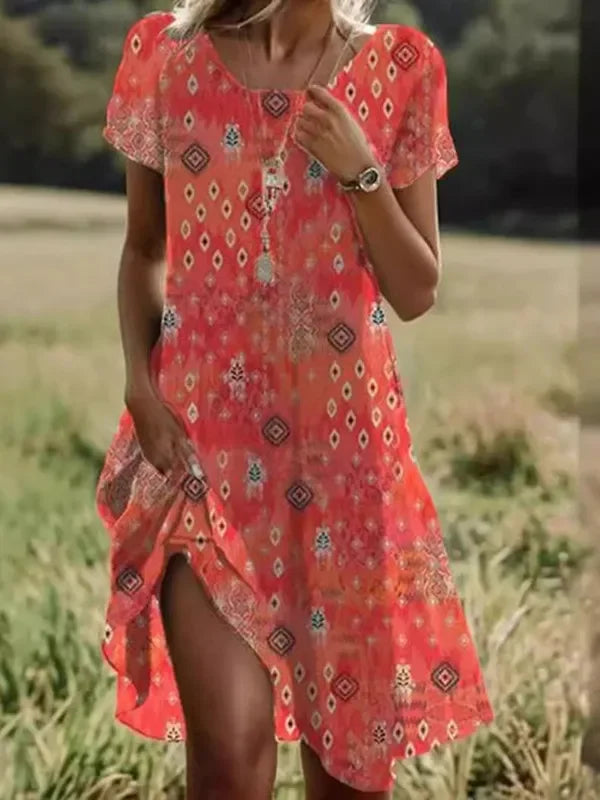 Kauri – Printed Midi Dress with Flowy Silhouette