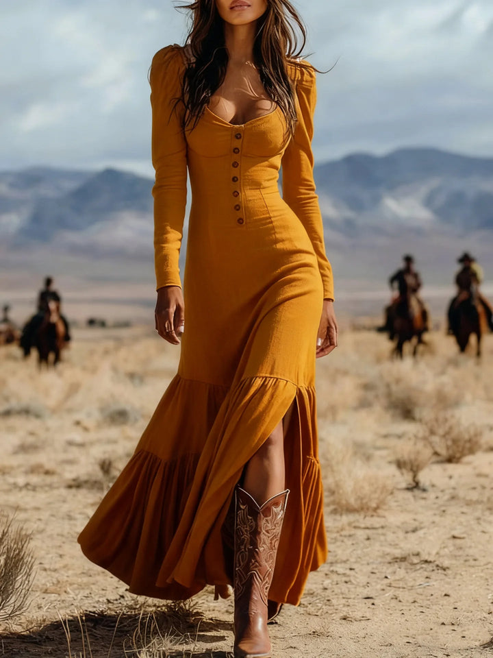 BRENDA | BUTTON MAXI DRESS