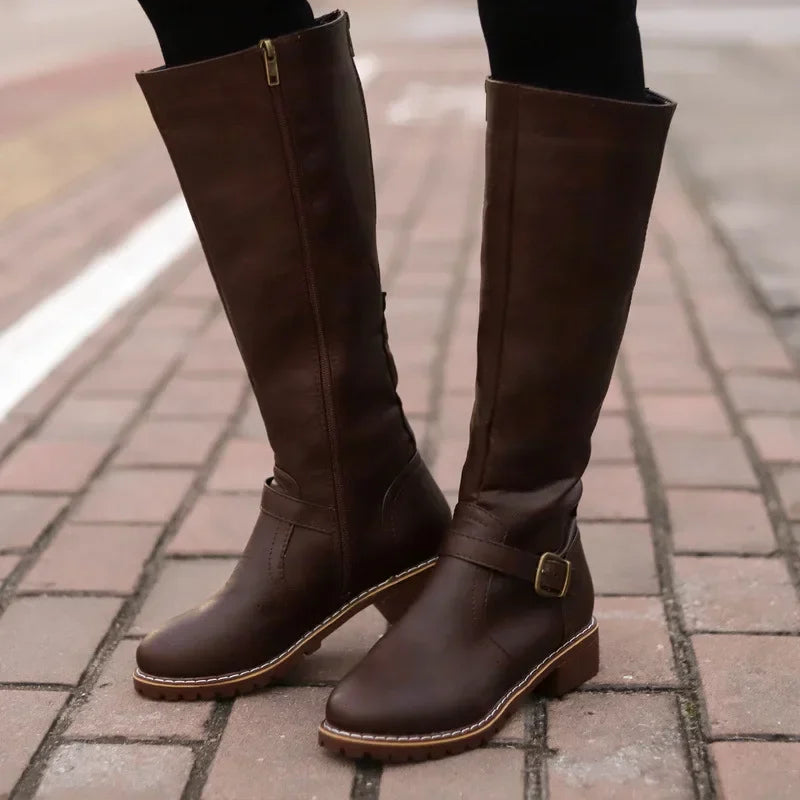 Lenora | Buckle Knee High Boots