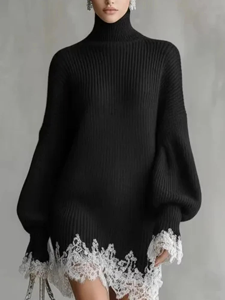 Lucille | Lace Hem Sweater Dress
