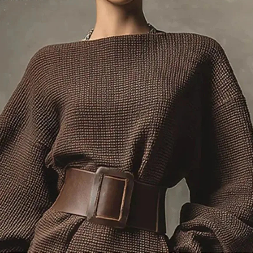 Ernestine | Belted Knit Sweater Dress