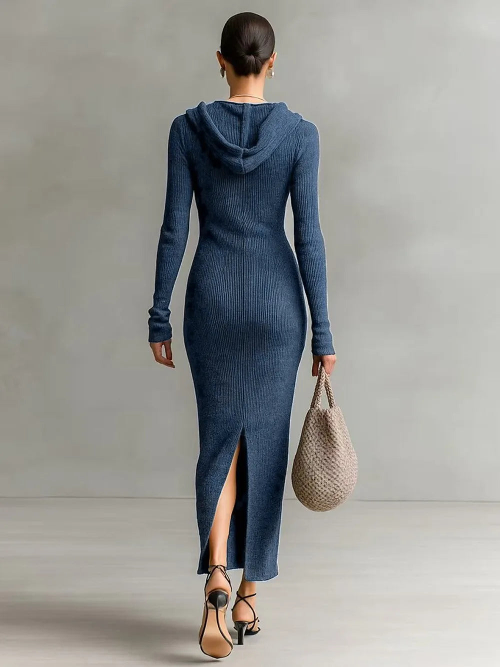 Letitia | Hooded Ribbed Knit Dress