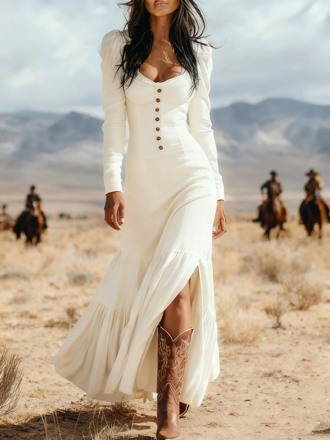 BRENDA | BUTTON MAXI DRESS