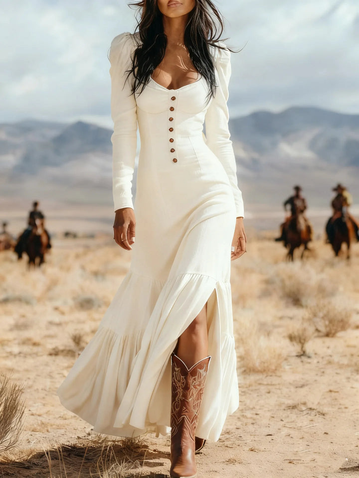 BRENDA | BUTTON MAXI DRESS