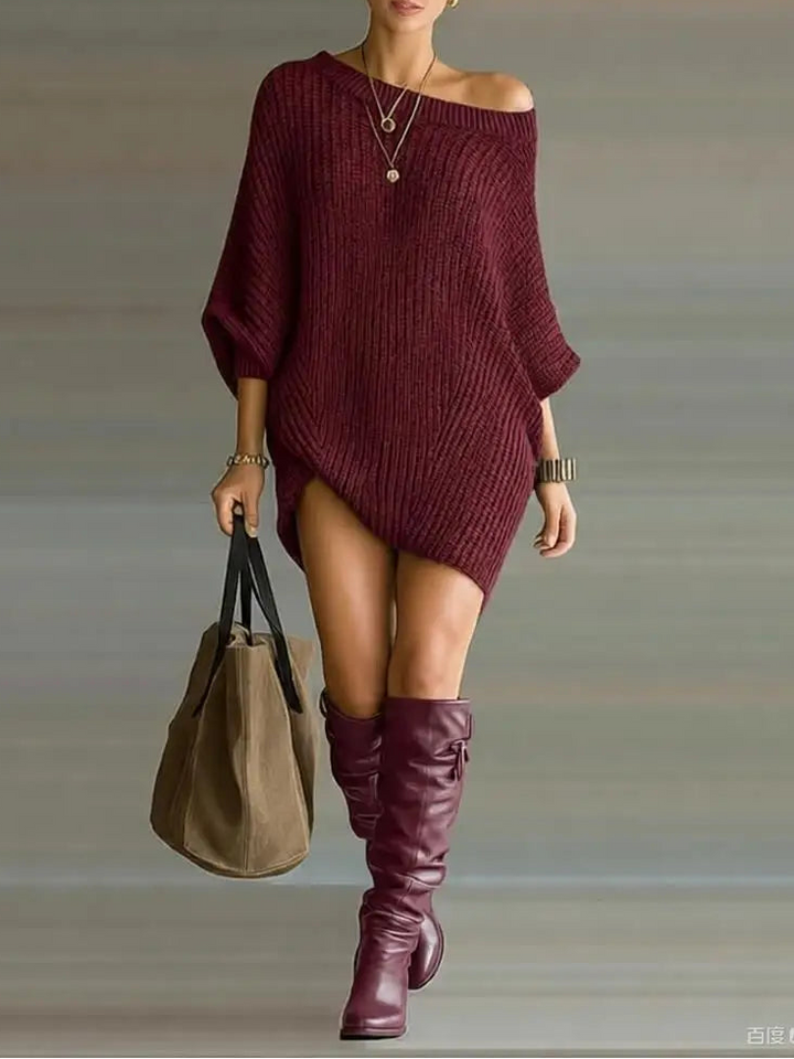 Justine | Ribbed Knit Sweater Dress
