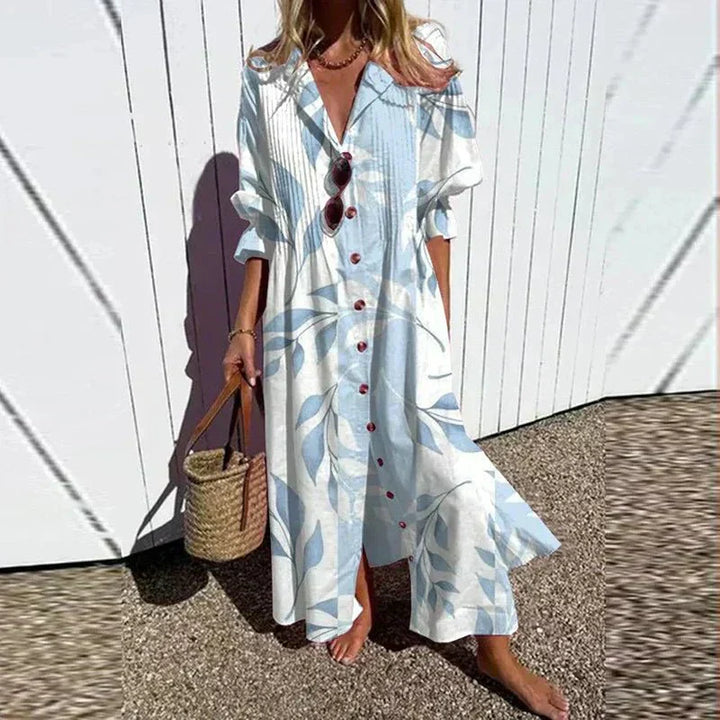 Rema – Boho Maxi Dress with Deep V-Neck