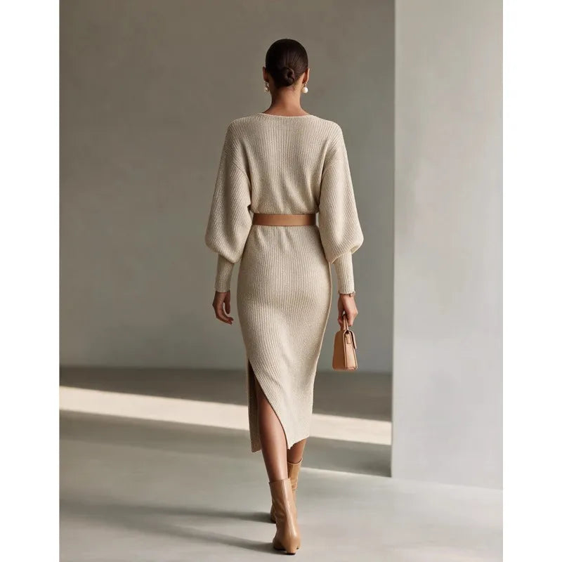 Lynn | Ribbed Knit Midi Dress