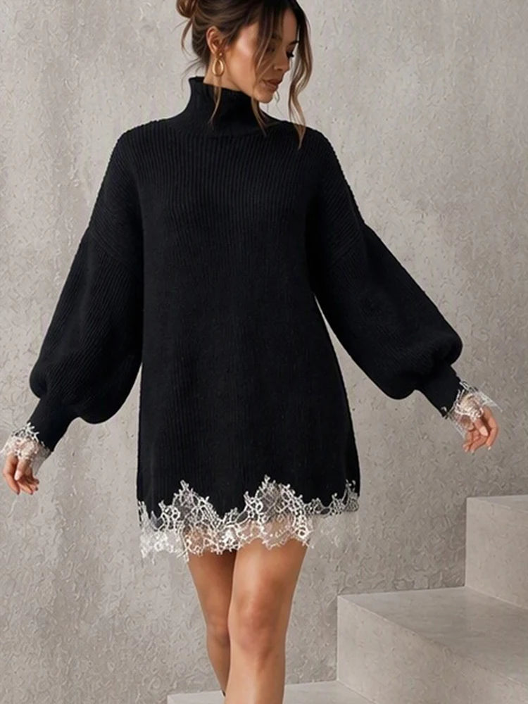 Lucille | Lace Hem Sweater Dress