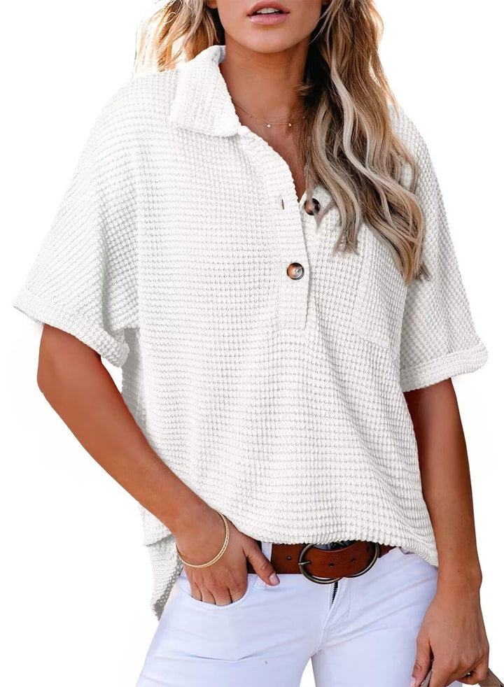 Solen – Waffle Knit Oversized Button-Up Shirt