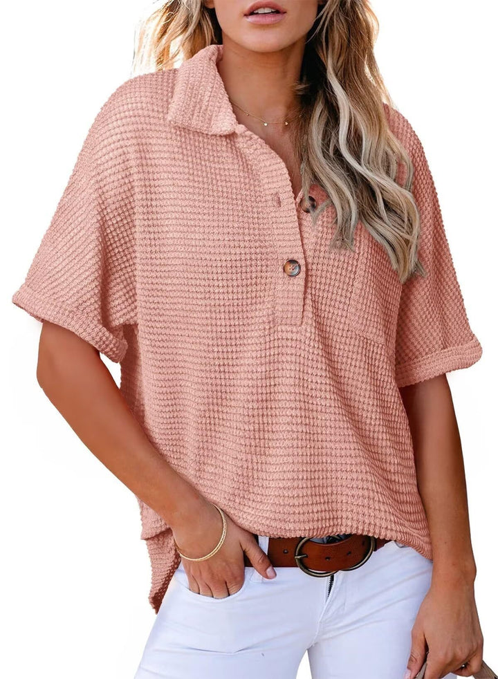 Solen – Waffle Knit Oversized Button-Up Shirt