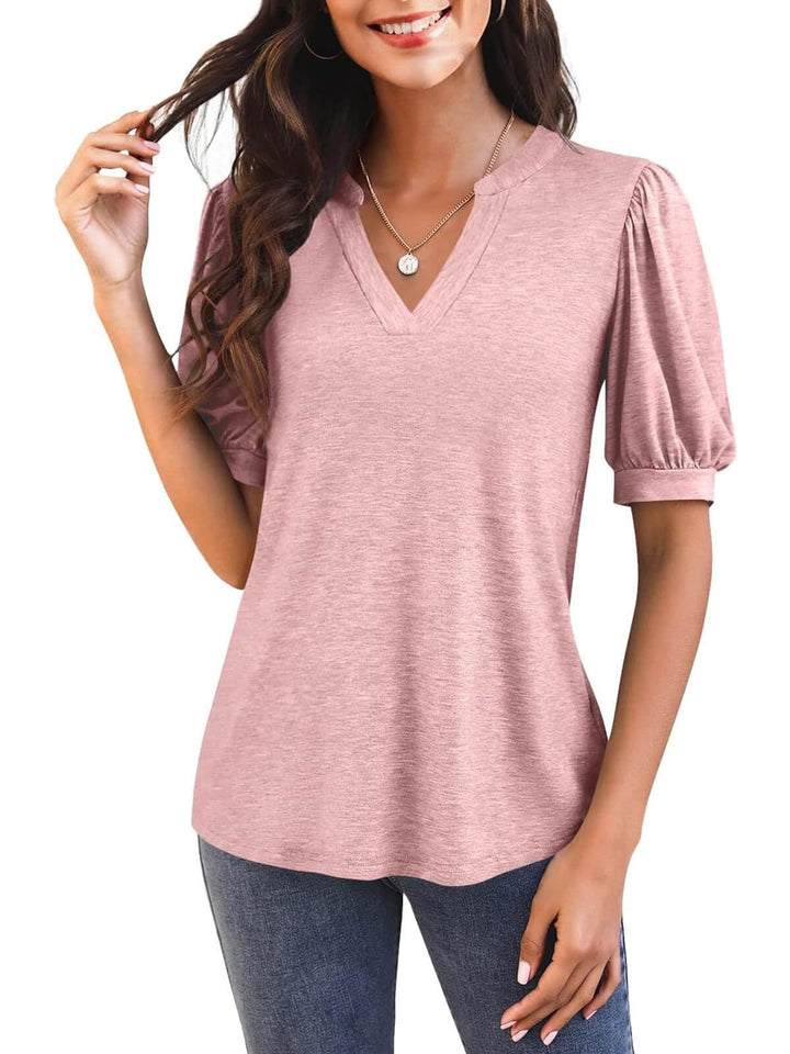 Jennie – Puff Sleeve Blouse with V-Neck