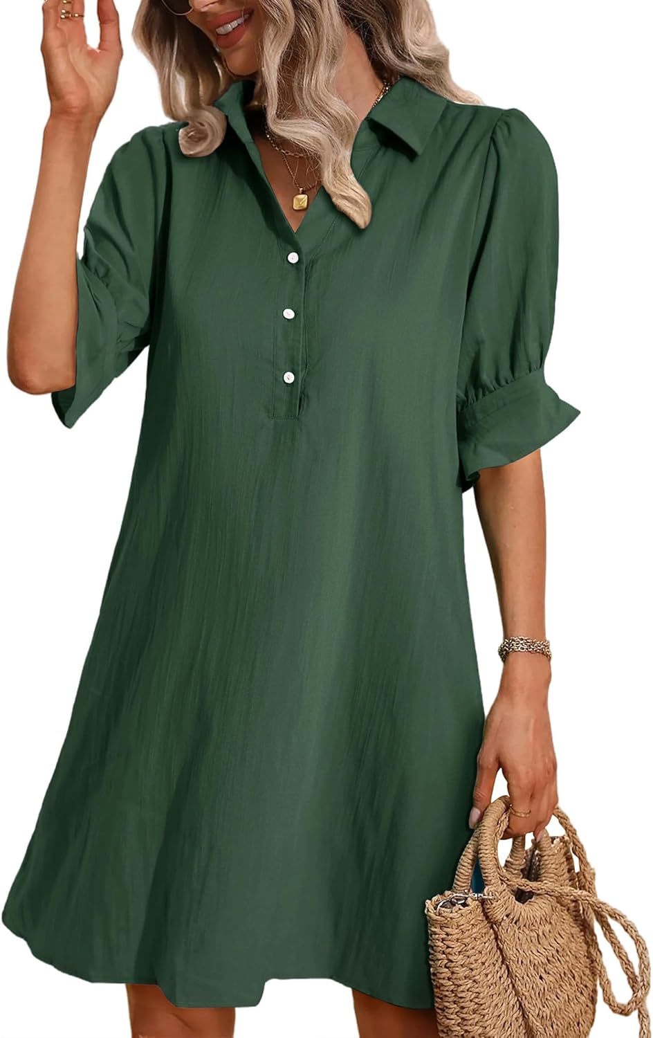 Cameron – Button-Down Ruffle Sleeve Dress