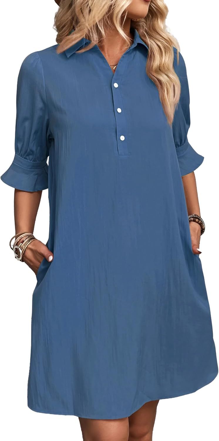 Cameron – Button-Down Ruffle Sleeve Dress