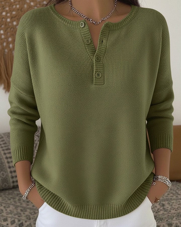Erin | Knit Sweater with Henley Buttons
