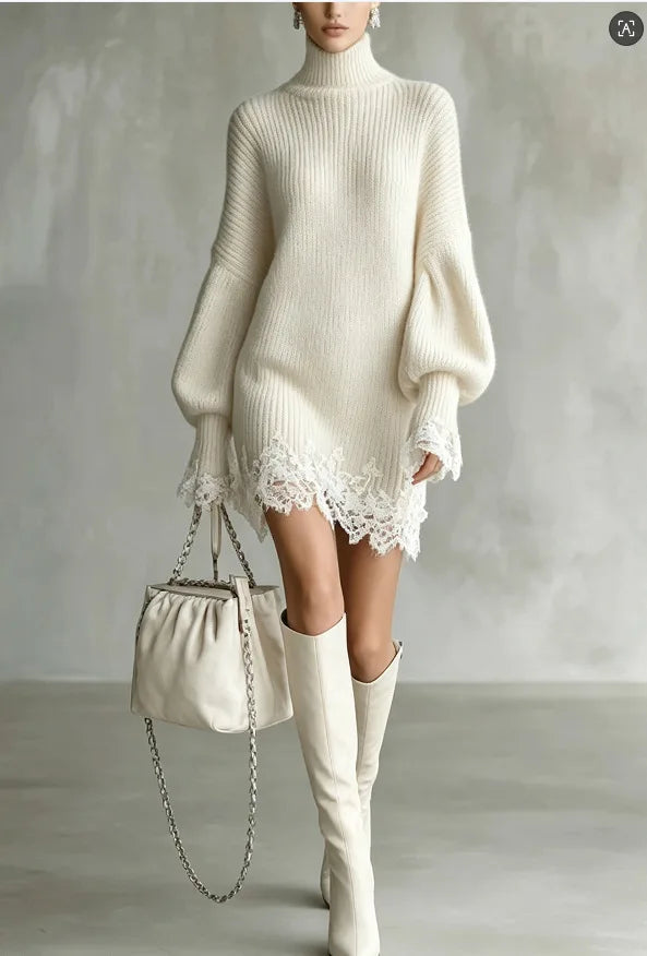 Constance | Lace Hem Sweater Dress