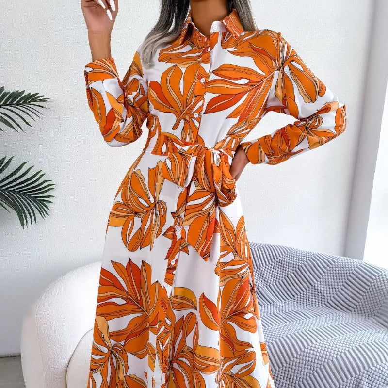 Lala – Floral Printed Maxi Shirt Dress