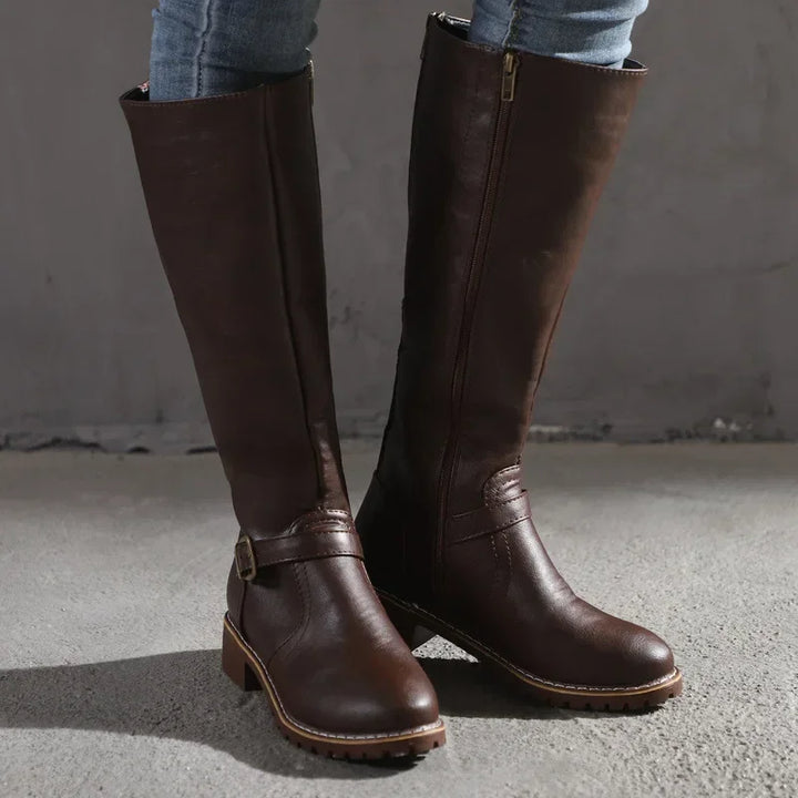 Lenora | Buckle Knee High Boots