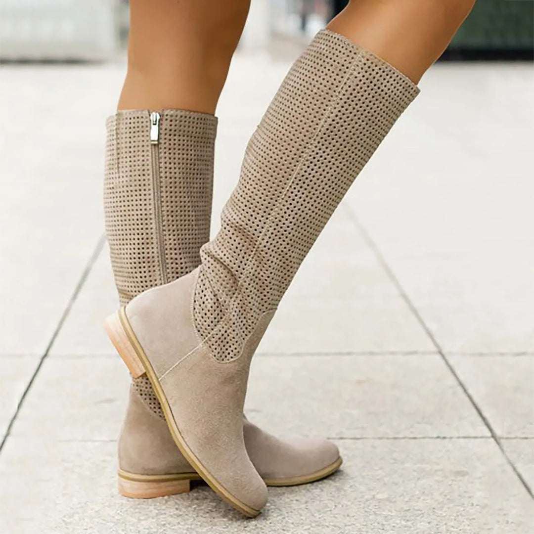 Alyssa | Perforated Knee High Boots