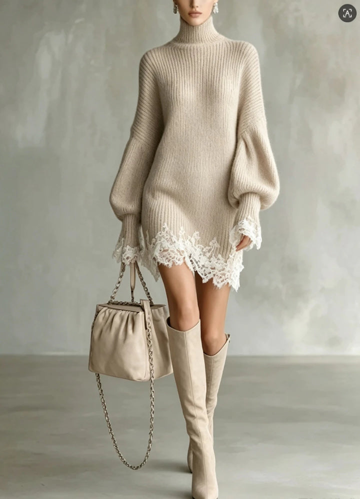 Deanna | Lace Hem Sweater Dress
