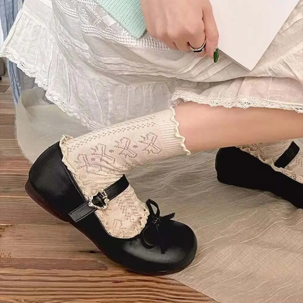 Rosalyn | Lace Trim Mary Janes