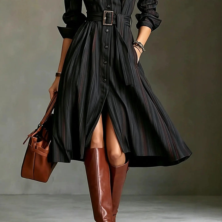 MELANIE | PINSTRIPE SHIRT DRESS