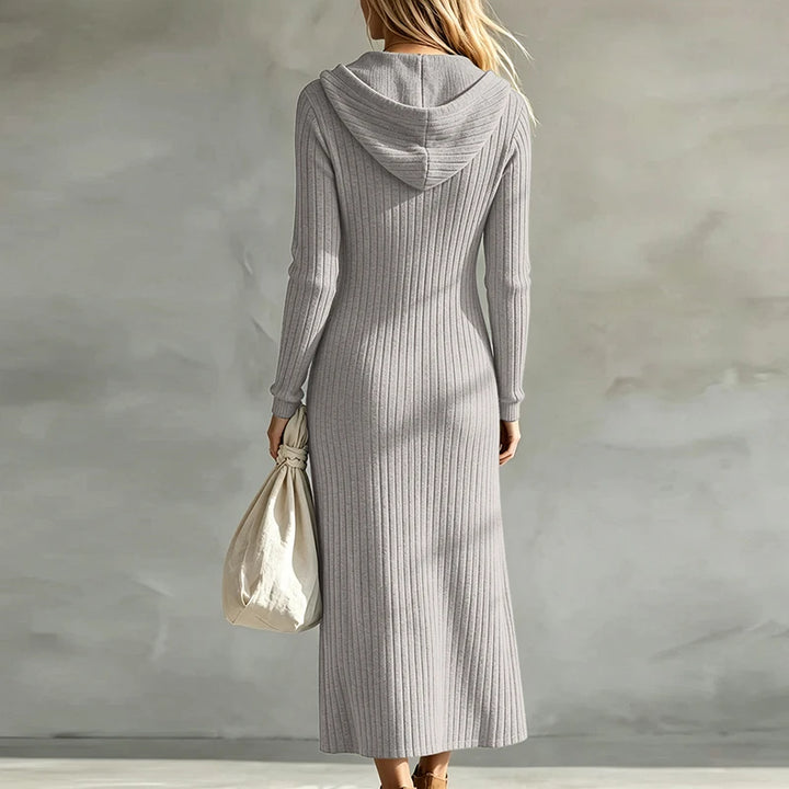 Marcie | Ribbed Hooded Midi Dress
