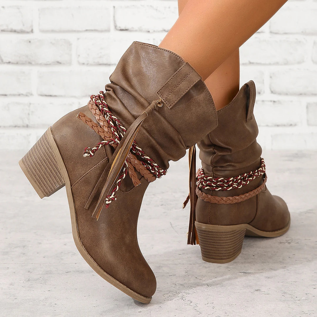 Dolores | Braided Tassel Ankle Boots