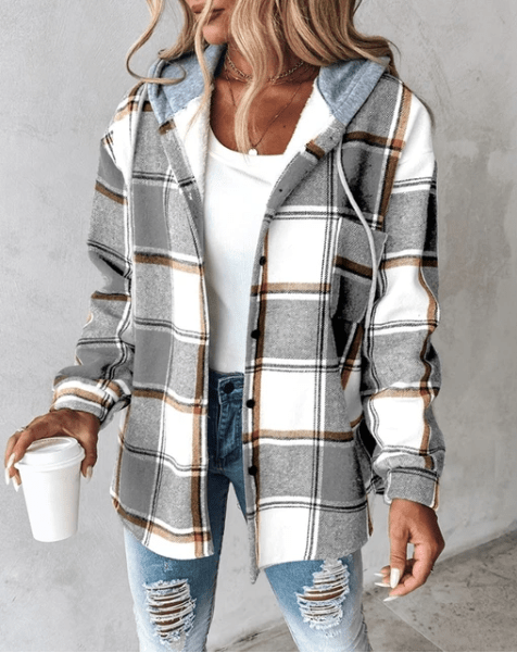 Lorenza – Checkered Hooded Longline Jacket