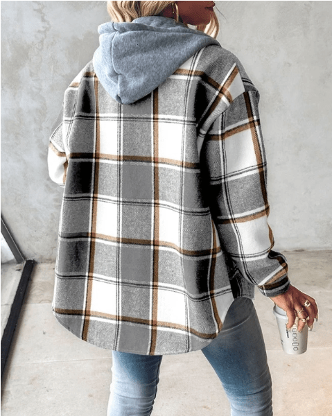 Lorenza – Checkered Hooded Longline Jacket