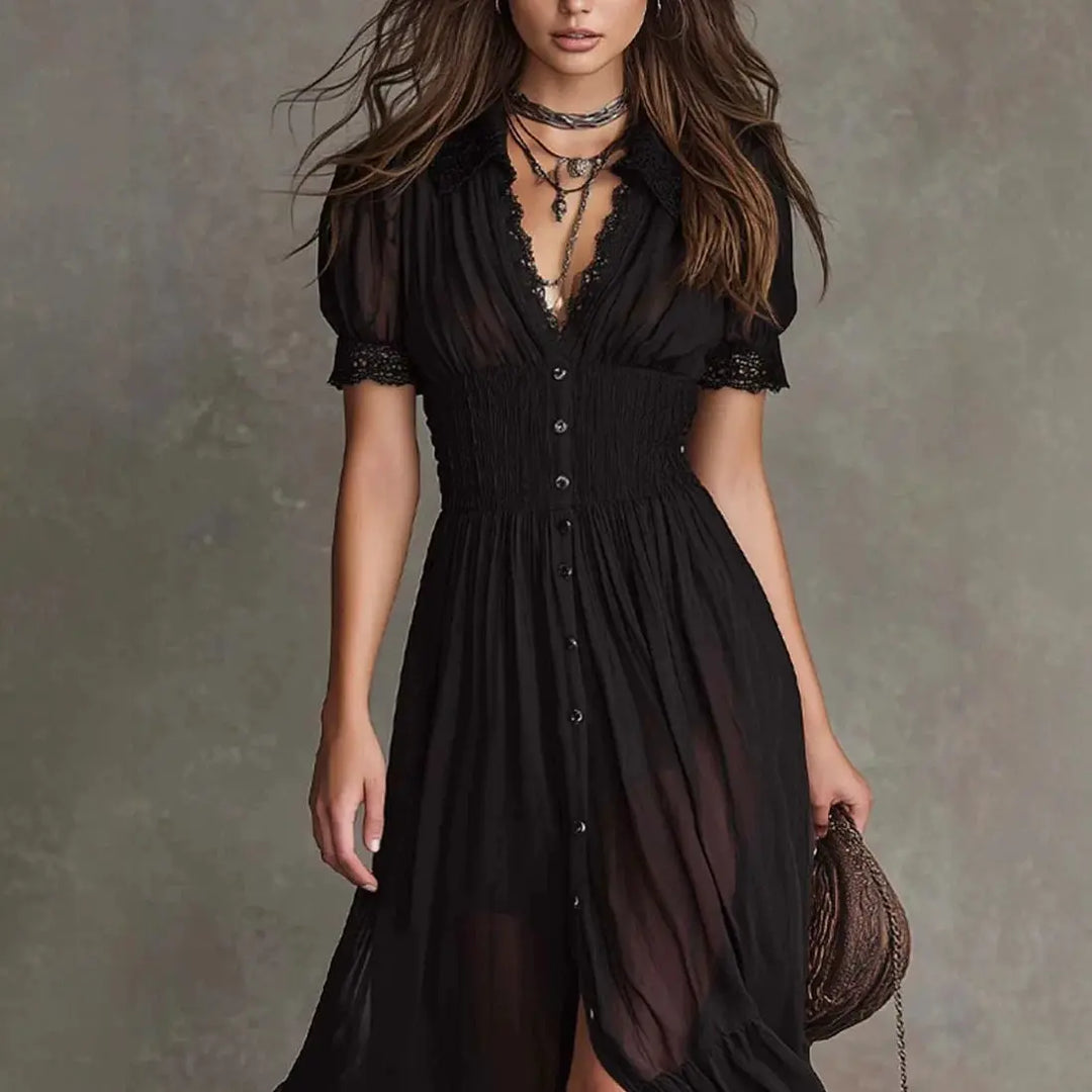 REBECCA | BUTTON-FRONT MAXI DRESS