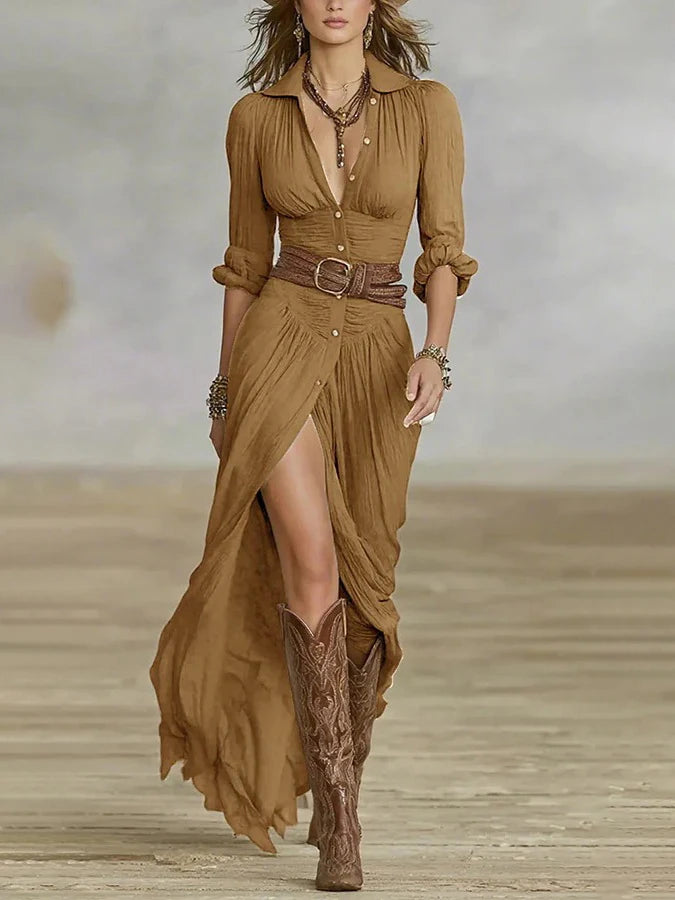 LAUREN | BELTED MAXI DRESS